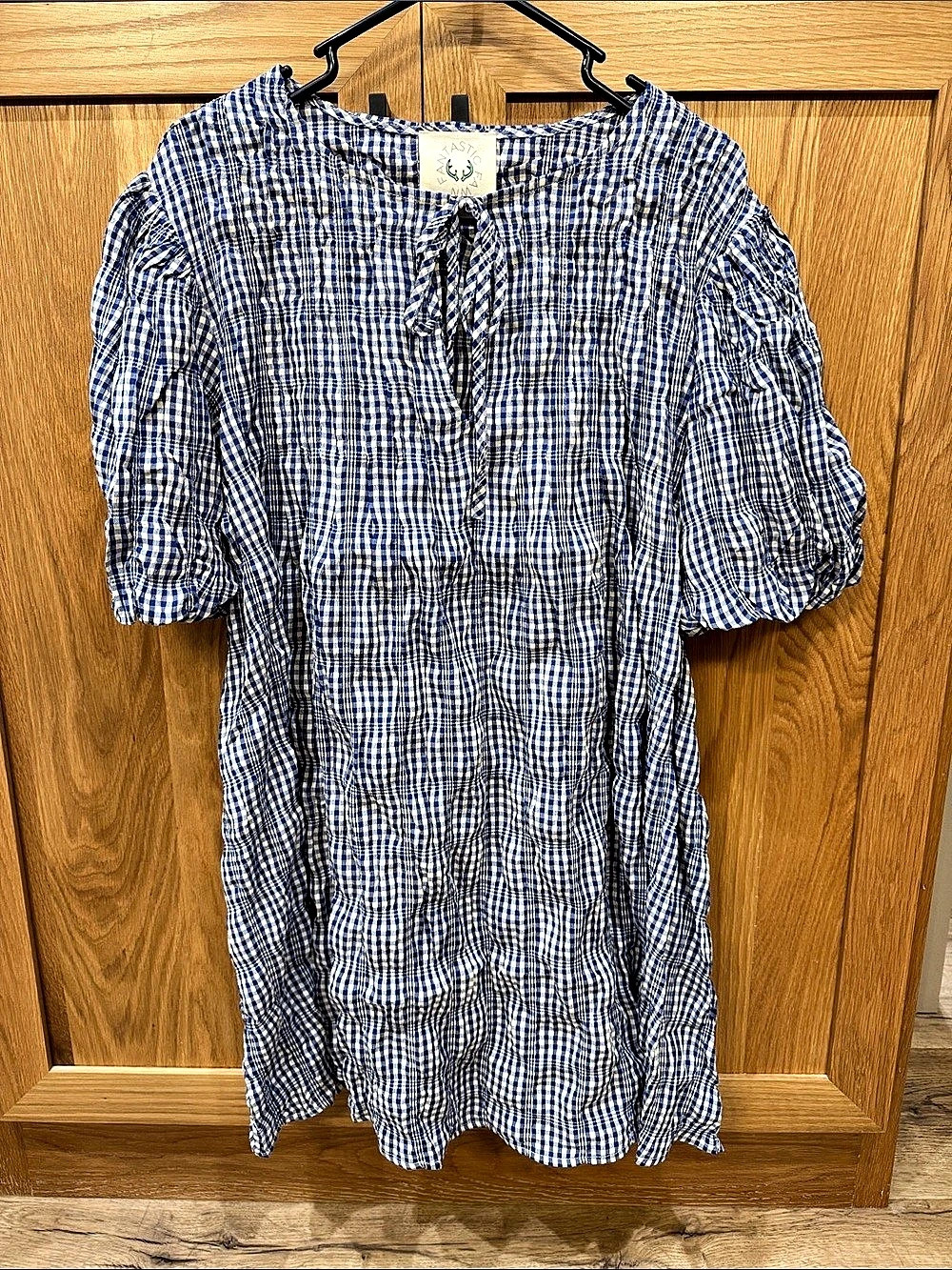 Fantastic Fawn Gingham Mini Dress in Blue & White Size Small